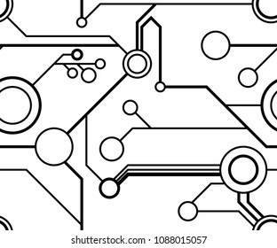 Seamless circuitry pattern in black and white