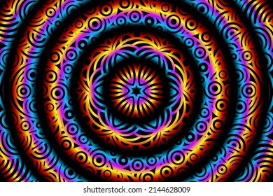 seamless circular circle candy colour caleidoscope gradient flower art pattern of indonesian traditional tenun batik ethnic dayak ornament for wallpaper ads background