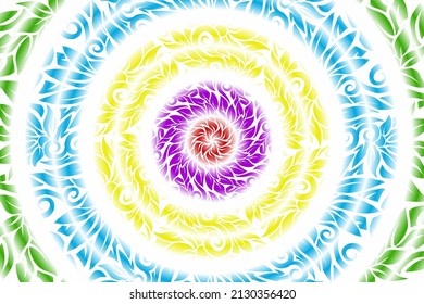 arco circular sin soldadura color caleidoscopio gradiente flor patrón de arte de la cultura indonesia tradicional tenun batik étnico dayak adorno para fondo de pared con fondo blanco 