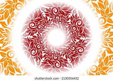 arco circular sin soldadura color caleidoscopio gradiente flor patrón de arte de la cultura indonesia tradicional tenun batik étnico dayak adorno para fondo de pared con fondo blanco 