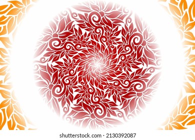 seamless circular circle colourful caleidoscope gradient flower art pattern of indonesian culture traditional tenun batik ethnic dayak ornament for wallpaper with white background 