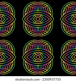 Seamless circular circle eliptical elips modern line art pattern for background 