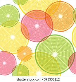 Seamless Circular Citrus Pattern Background - Lemon, Lime, Orange