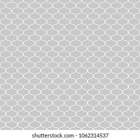 Seamless circular geometric figures ornament pattern design. Islamic art deco background. Vector grid surface with repeated rounded shapes.
