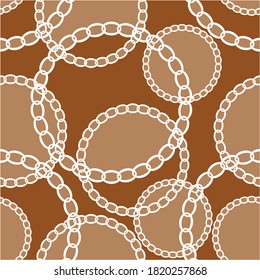 Seamless circular golden baroque chains on brown background. EPS10 Illustration.