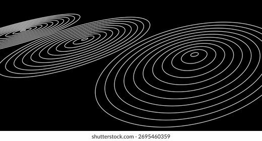 Fundo de onda de rádio padrão de linhas circulares contínuo, fundo de ilustração de onda de rádio.	