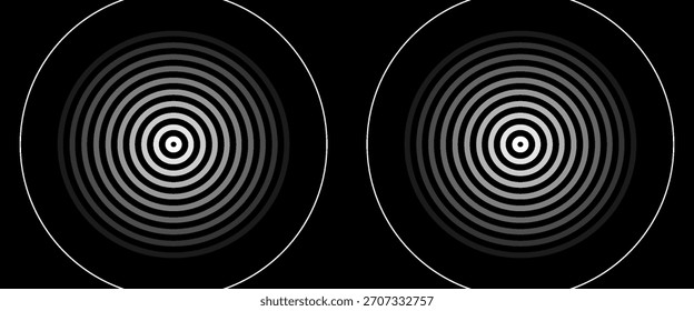 Fundo de onda de rádio padrão de linhas circulares contínuo, fundo de ilustração de onda de rádio.