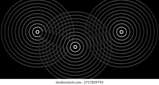 Fondo de onda de radio de patrón de líneas circulares sin fisuras, fondo de ilustración de onda de radio.

