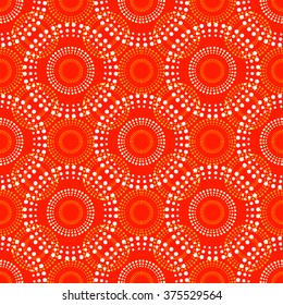 Seamless circular pattern. The rhythmic structure of circles and dots of different sizes.