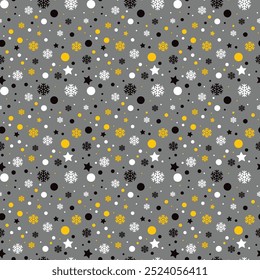 Seamless circular pattern with snowflakes.