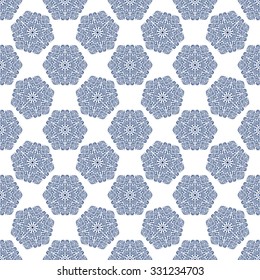 Seamless circular pattern. Winter Christmas snowflakes for your design. It can be used in the design of packaging, tissue wrappers, textiles, wallpaper.
