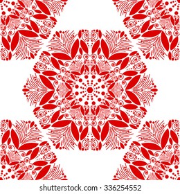 Seamless circular pattern for your design. Painted hands, can use for background, packaging, wallpaper, fabrics, textiles, printing.