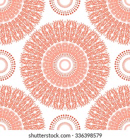 Seamless circular pattern for your design. Painted hands, can use for background, packaging, wallpaper, fabrics, textiles, printing.