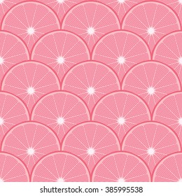 Seamless Circular Pink Grapefruit Citrus Pattern Background