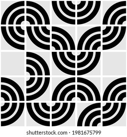 
 Seamless circular surface pattern design. Symmetric geometric repeating stripted rounds abstract. Rings wallpaper. Digital paper. Interior decorative board. Vector.