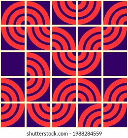 Seamless circular surface pattern design. Symmetric geometric repeating stripted rounds abstract. Rings wallpaper. Digital paper. Interior decorative board. Vector.