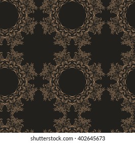 Seamless circular vintage pattern on a dark background