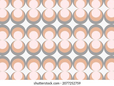 Seamless circular wave pattern in gray brown for modern fabrics, trendy textiles, decorative pillows. Many multi-colored circles are stacked like scales
