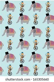 seamless circus elephant and monkey vector/illustration