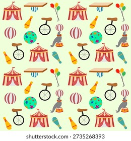 seamless circus pattern. cute pastel seamless kids pattern circus party illustration. Background seamless pattern circus elements