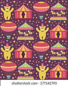 seamless circus pattern design. vector illustration