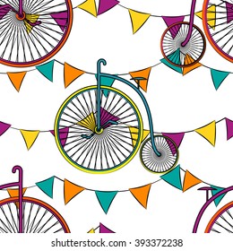 Seamless circus pattern.Bright element for invitations, tickets, birthdays, festivals, parties. Vector cartoon design.
