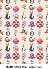 seamless Circus pattern,cartoon vector illustration