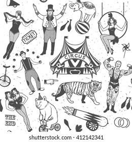 Seamless Circus Pattern.Vector illustration. Illustration of circus stars.