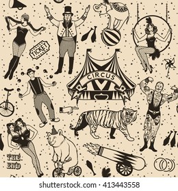 Seamless Circus Pattern.Vector illustration. Illustration of circus stars.