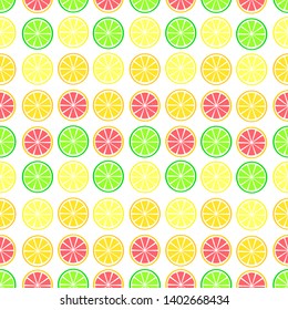 Seamless citrus background vector pattern. Lime, lemon, orange, grapefruit