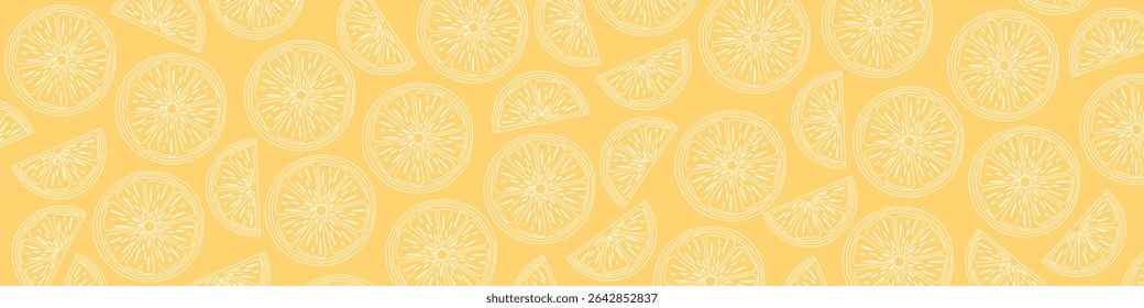 Padrões de citrinos sem emenda. Fundo de citrinos ou papel de parede.
Fatias de limão, laranja e toranja. Design do layout da embalagem. Ilustração vetorial linear plana.