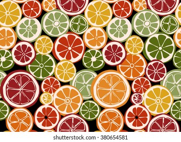 seamless citrus fruits pattern. Vector.