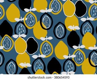 seamless citrus fruits pattern. Vector.