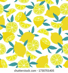 Seamless citrus lemon pattern. Vector illustration