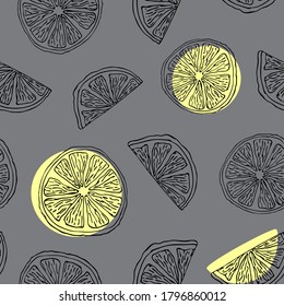 patrón de cítricos sin fisuras en estilo Doodle.limones, naranjas, limes o pomelos para la decoración.adecuado para la decoración de cafés y restaurantes