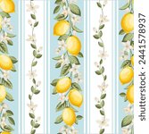 Seamless citrus pattern with lemons. Vector illustration.