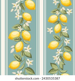 Seamless citrus pattern with lemons. Vector illustration.