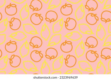 seamless citrus pattern with orange and lemon fruits- vector illustration