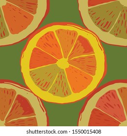 seamless citrus pattern with oranges on backround. fabric design, textile, wrapping paper design, background, wallpaper design. sweet and bright colors. 