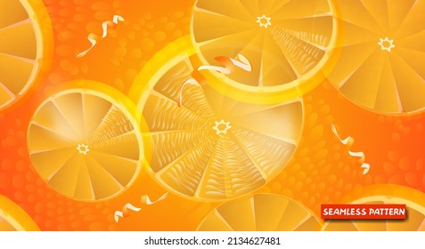 Seamless citrus pattern with oranges and zest