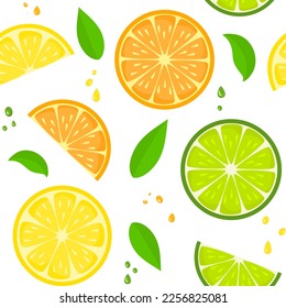 Seamless citrus pattern. Vector illustration.