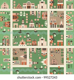 seamless city with happy citizens