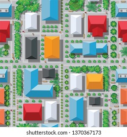 Seamless city map pattern. Top view of the structure of the landscape of the street transport intersection asphalt highway and streets