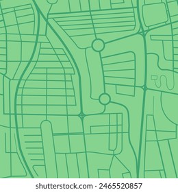Nahtloses Stadtplan-Muster. Urbane Planung - Road Paket der europäischen Stadt. Einfacher grüner Hintergrund.