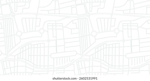 Seamless city map pattern. Urban planning outline - road plan of European city. Simple green white background.