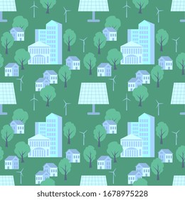 Patrón urbano sin problemas con plantas solares y eólicas