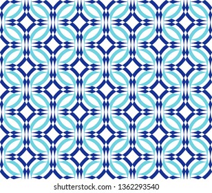 Seamless classic blue geometric pattern vector