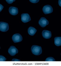 Seamless Classic Blue Light Space Spheres Black Background Vector Pattern
