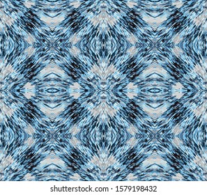 Seamless classic blue splash line plaid pattern, boho style