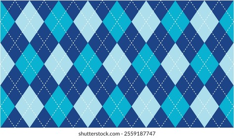 Seamless classic blue and white argyle textile pattern